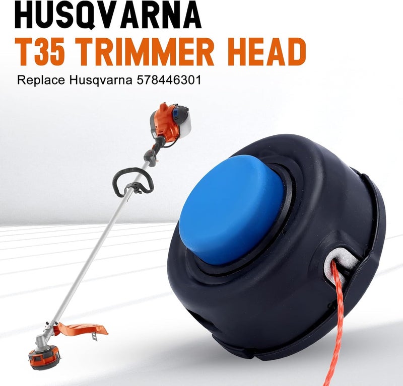 Savior T35 Trimmer Head Fit Husquvarna Weed Eater 123L 128LD 223L 225L 224L 232L 322L 323L 326L 525L Replaces 578446301 String Trimmer Parts Prewound 0.95inch Line 10 * 1.25LH - Image 2